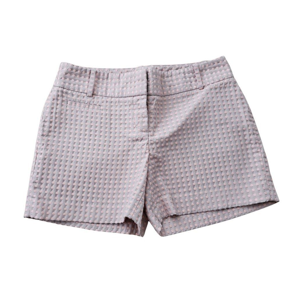 LOFT Size 0 Shorts Light Tan Peachy Pink Polka Dot Pattern Chino